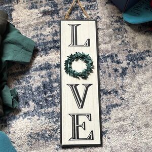 Rustic Love Sign with Wreath Accent